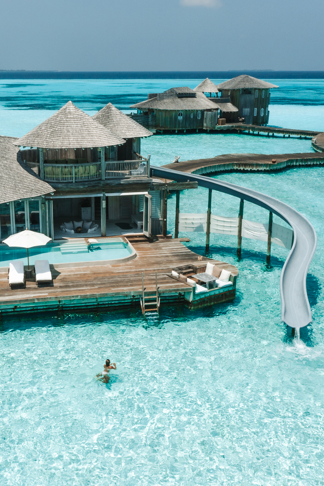 Maldives resort with slide