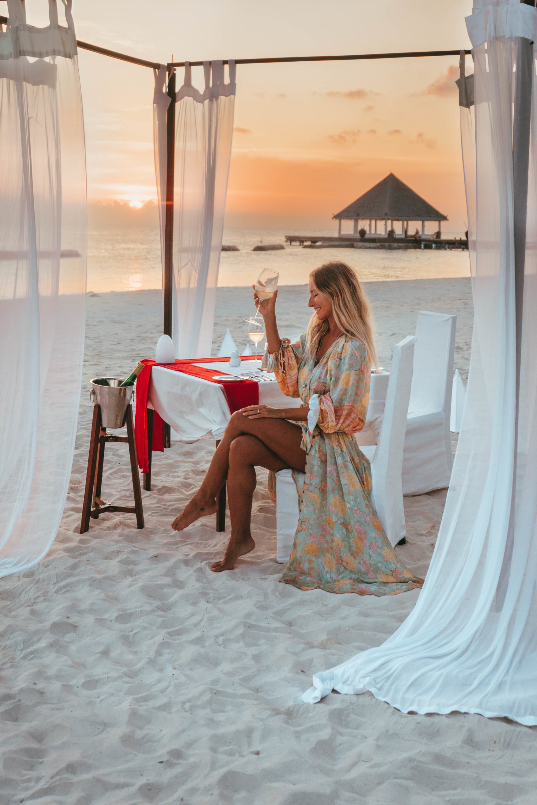 sunset beach dinner at Coco Bodu Hithi 
