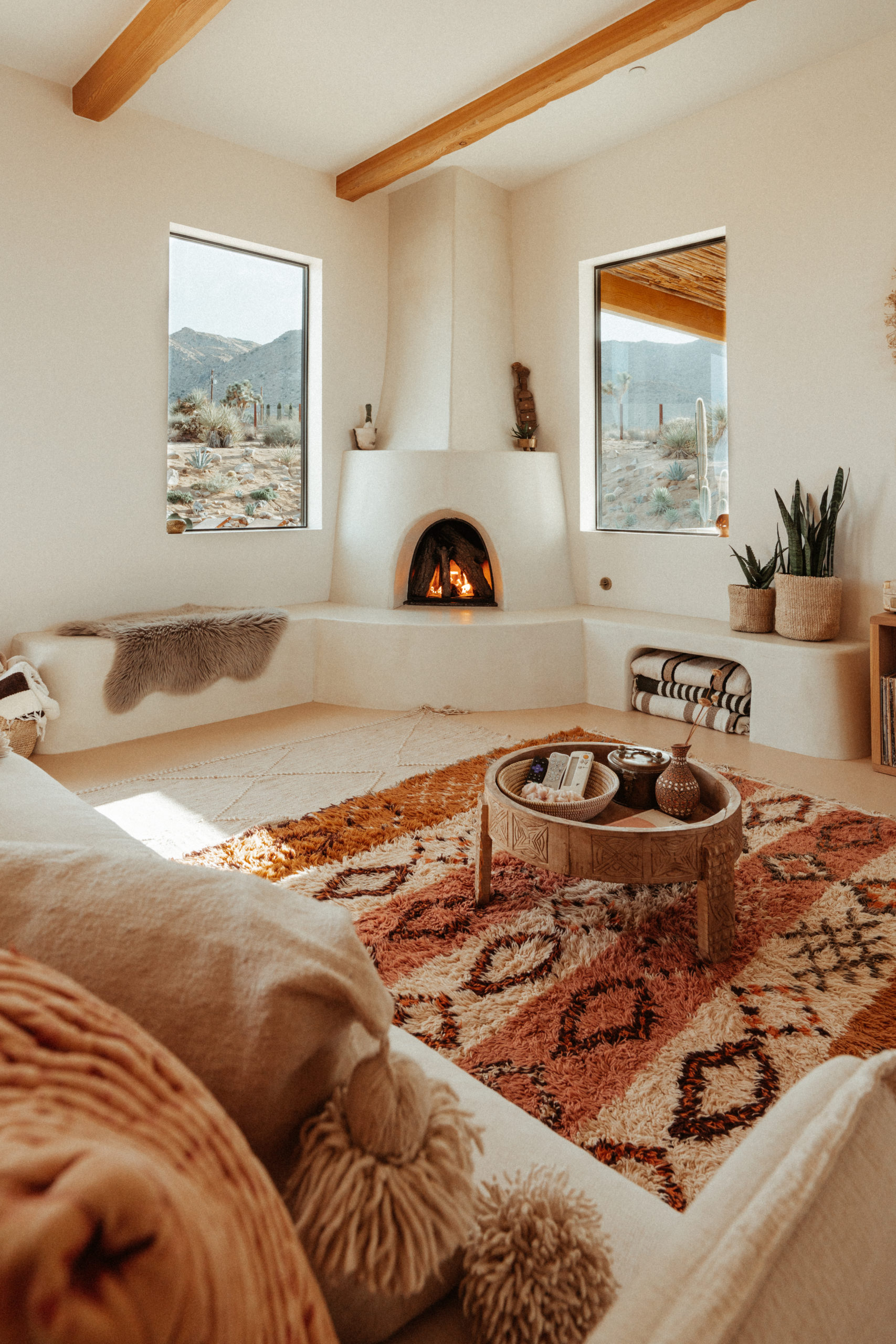 Fireplace at stay in Joshua Tree
