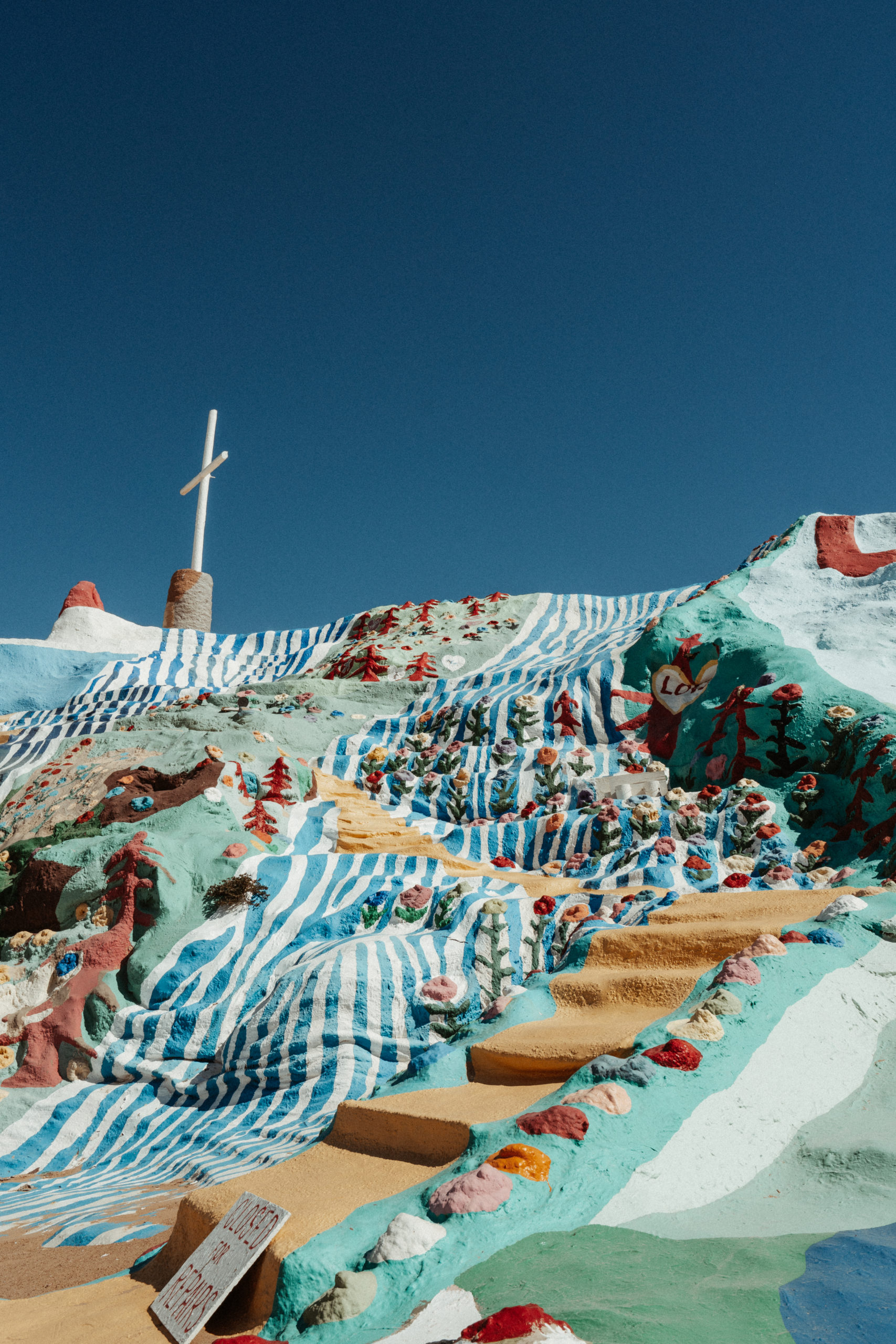 The painted mural of Salvation Mountain