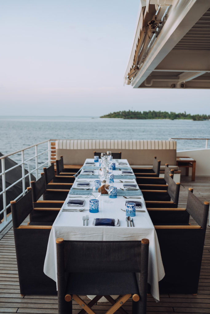 Dinner table setting on Four Seasons Cruise 