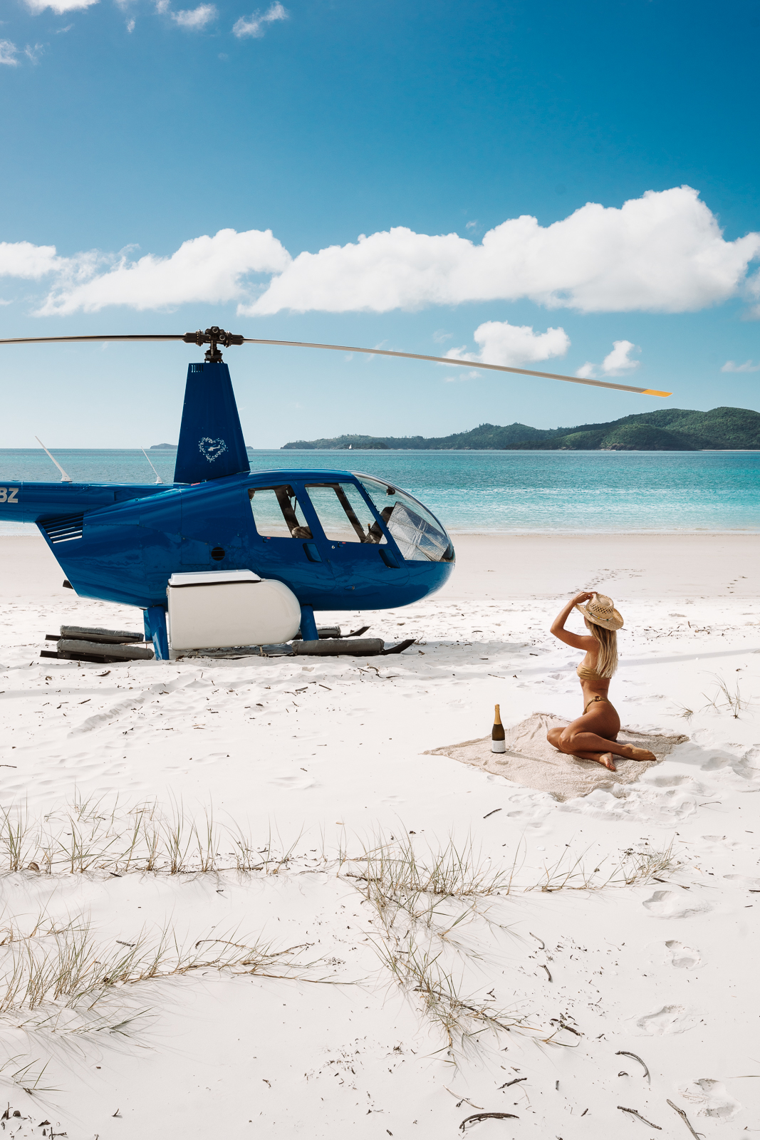 Helicopter on Whitehaven Beach Australia