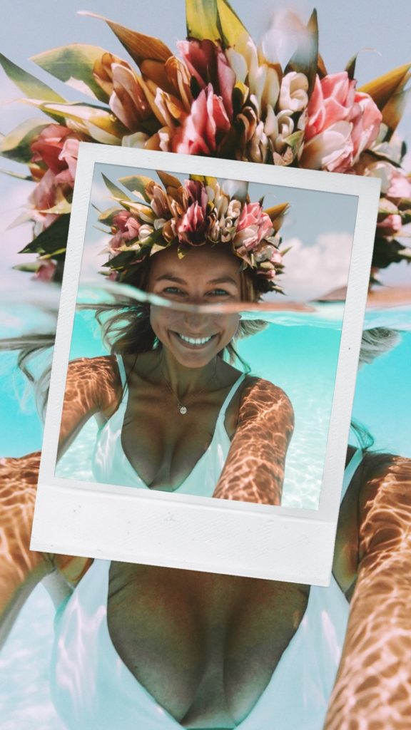 Underwater selfie of Sarah in Bora Bora