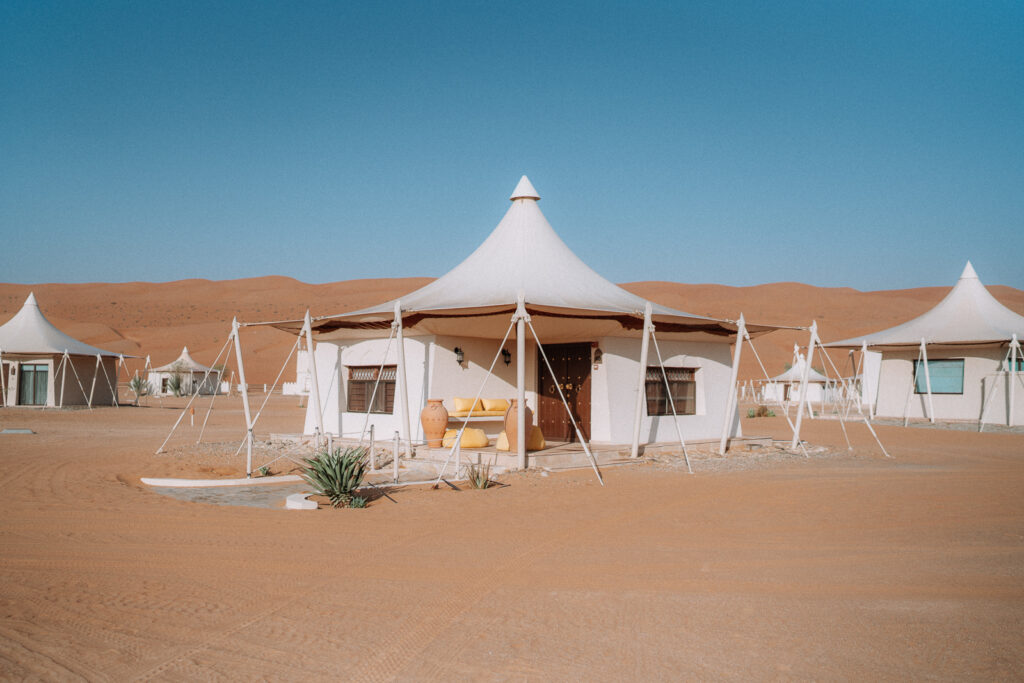 Canvas tent that is the accomodation at Desert Nights Camp