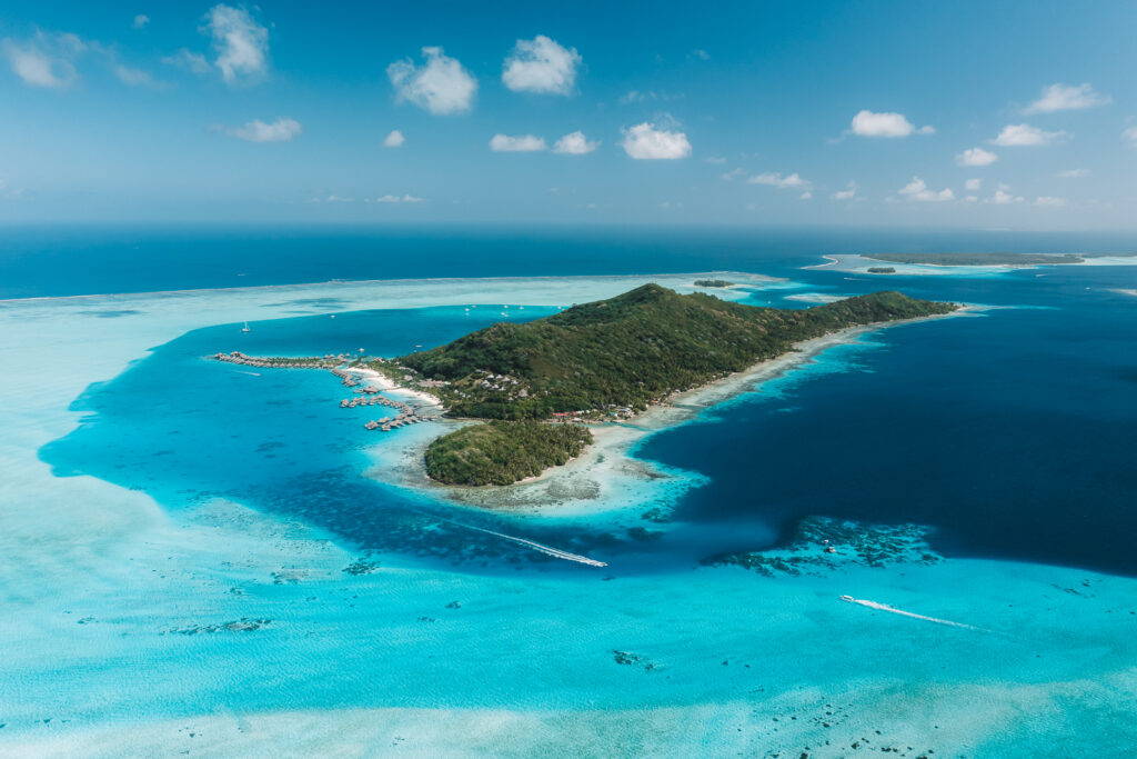 Aerial view of one of the small surrounding islands around the main island.