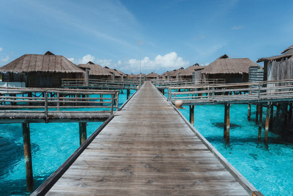 Jetty with overwater villas.