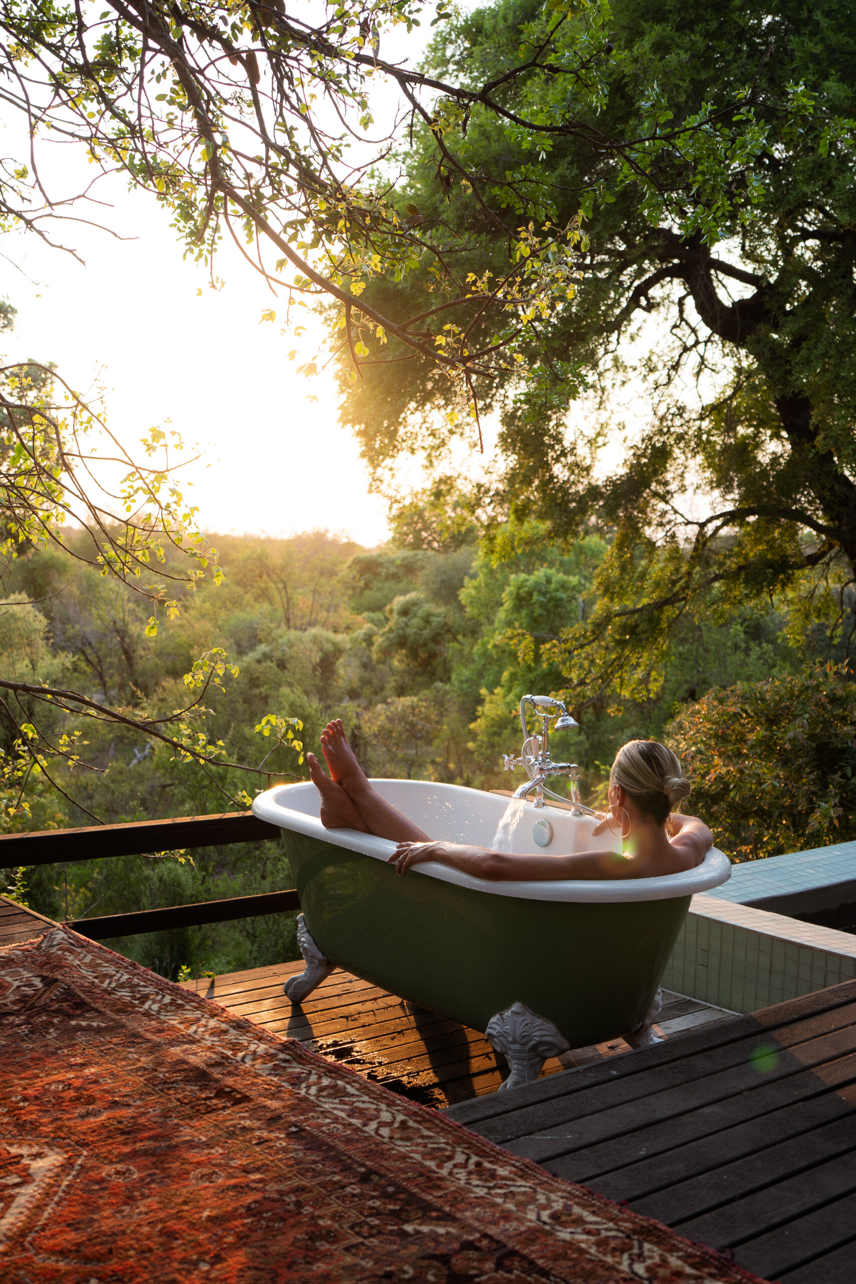 salty luxe in a bathtub at malewane lodge