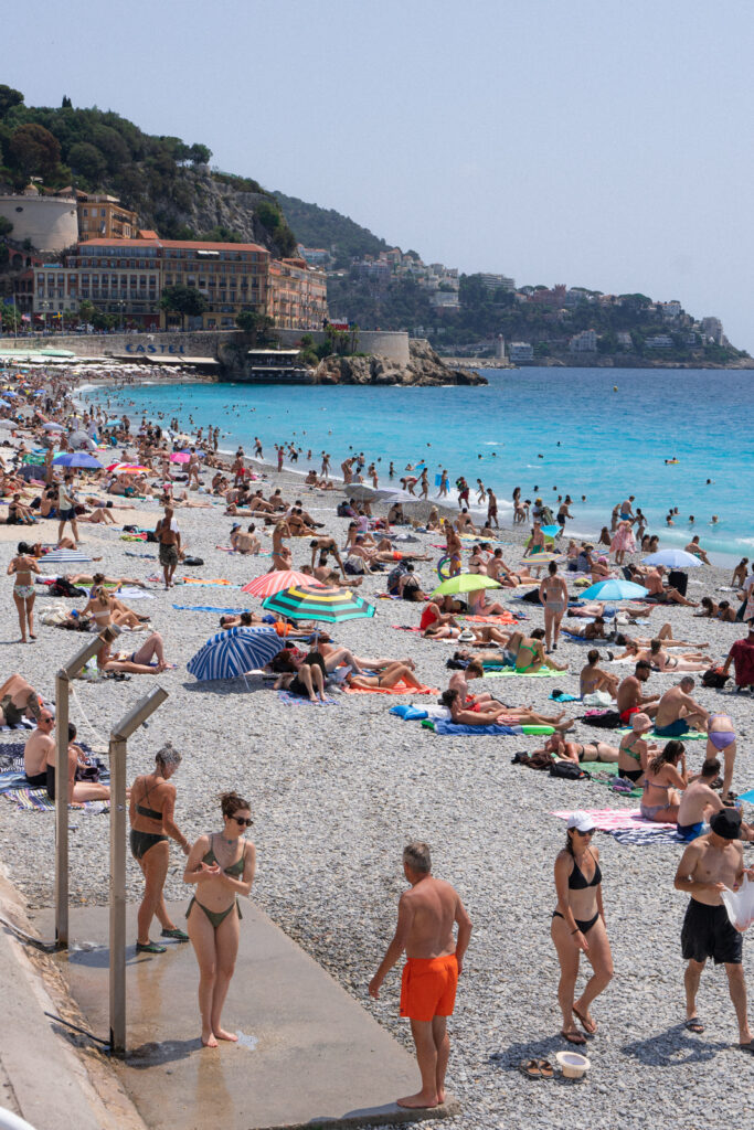 beach in nice france with lots of people