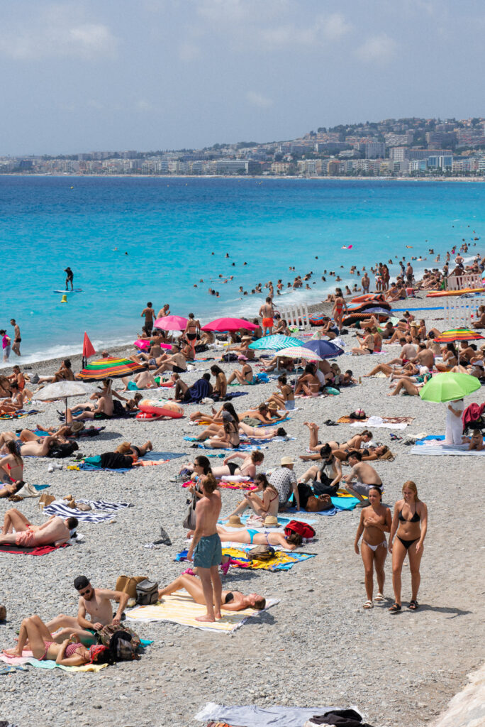 busy beach in nice france