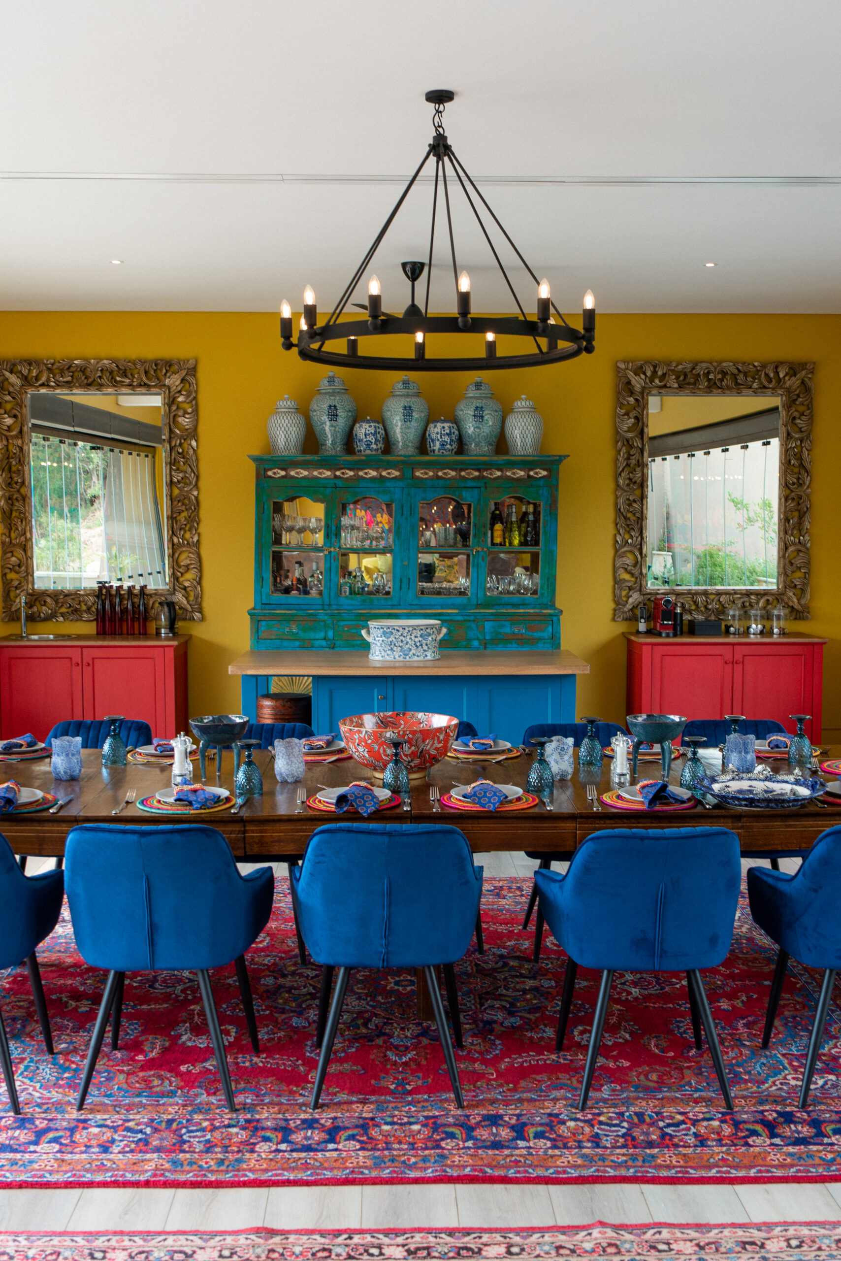 interior of Africa House Royal Malewane featuring the colorful dining room