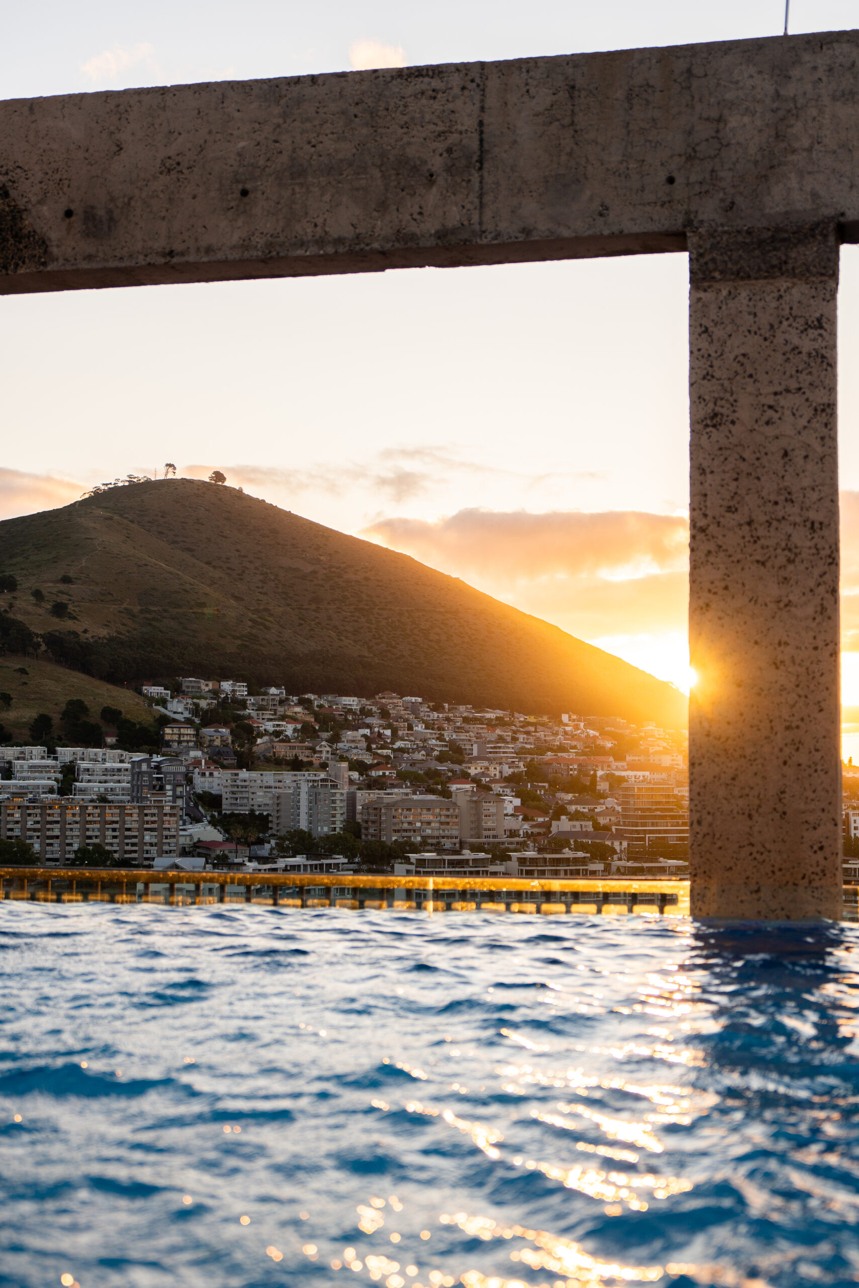 Pool at the silo hotel cape town at sunset