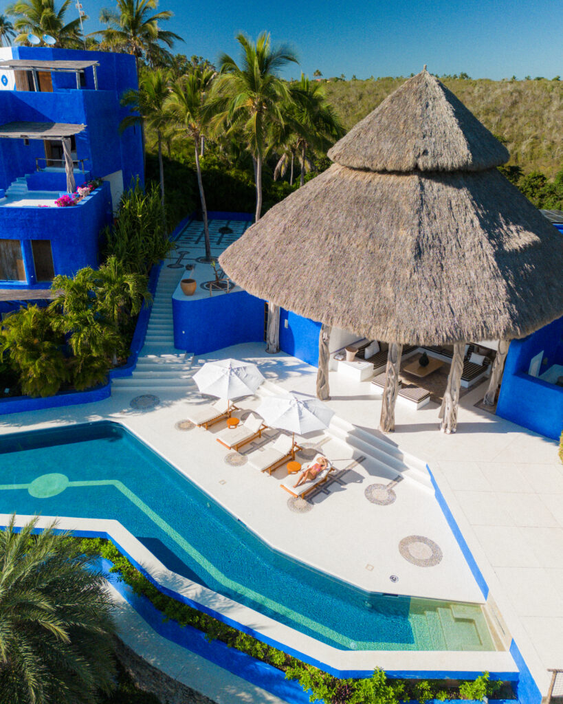 lounge chairs and pool at careyes mexico