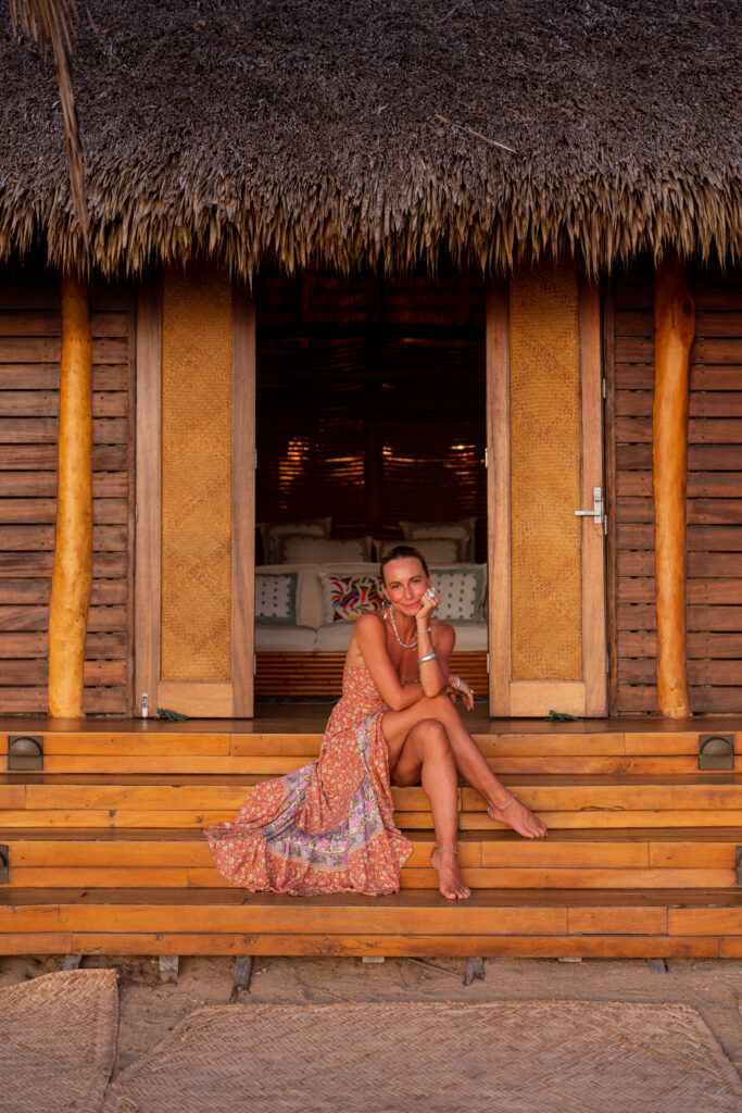 salty luxe sitting outside of a Casita Las Palmas at las rosadas